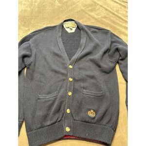Ivy Crew Classics Mens Navy Blue V Neck Button Up Cardigan‎ Sweater L